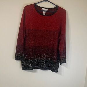 Alfred Dunner Red and Black Long Sleeve Top
